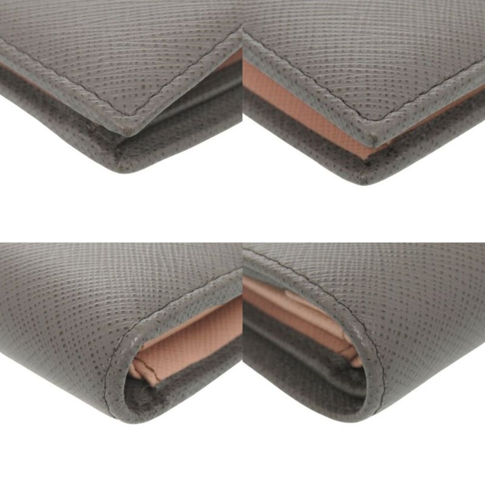 Prada Saffiano Leather Gray Pink Bifold Wallet 0064 - Picture 4 of 8